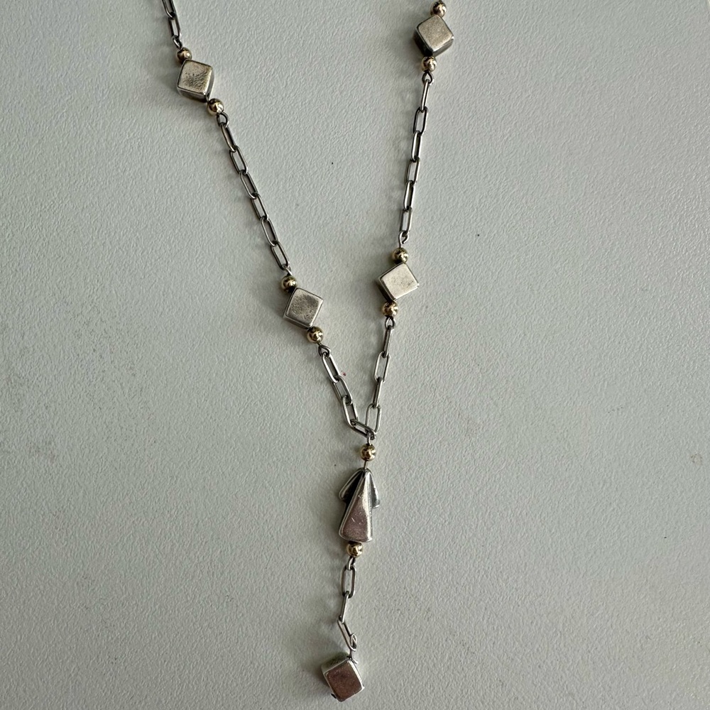 Vintage Women’s Silver Necklace with Geometric Accents